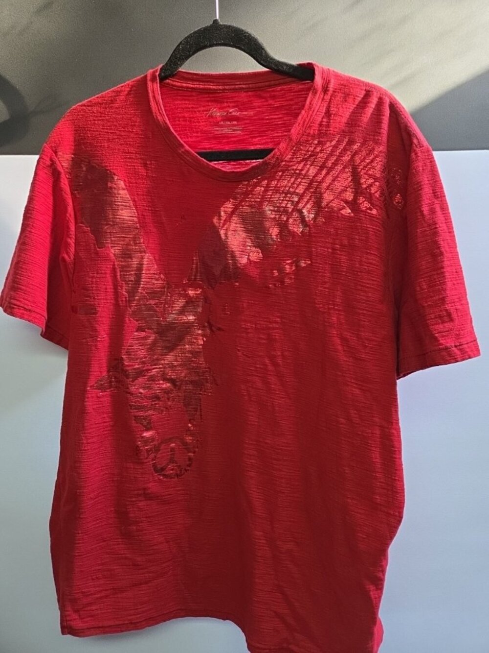 Kenneth Cole New York Foil Eagle Print Men’s Red T-Shirt Cotton Sz 2XL Y2K MMA